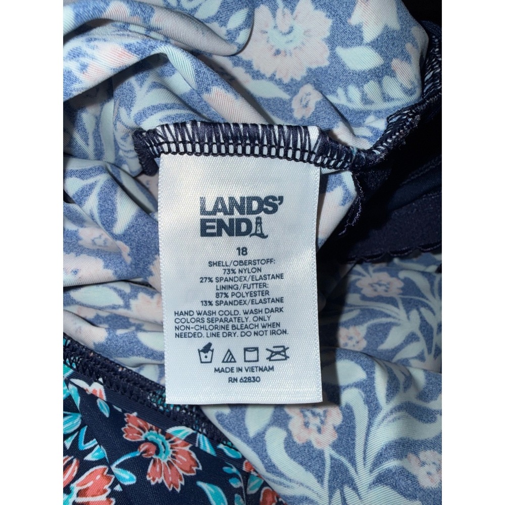 Lands' End Womens Floral One Piece Swimsuit Navy Coral Underwire 18 511556 - Picture 4 of 6